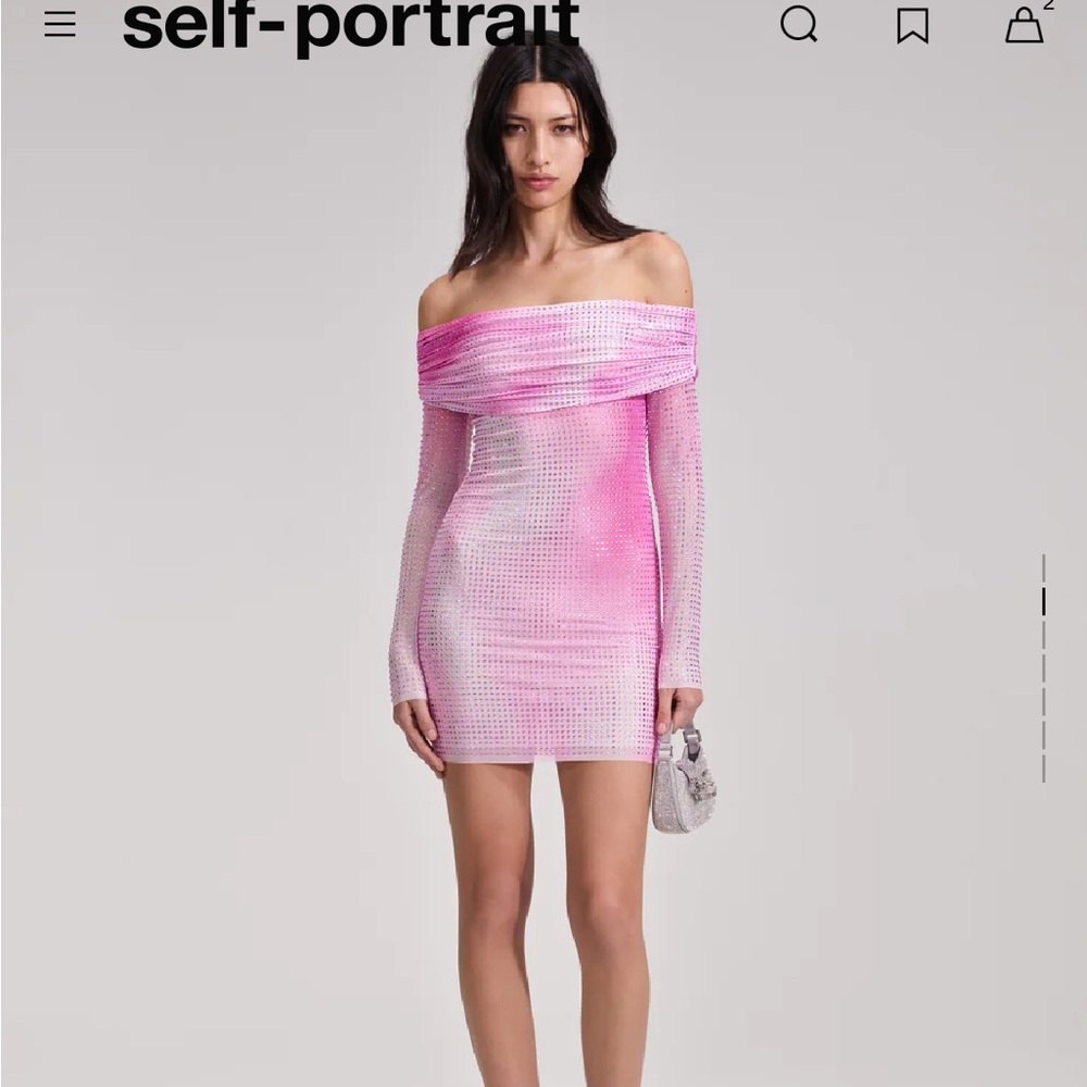 NWT Self Portrait size 8 Pink Contour mini dress as seen on Niki Hilton
